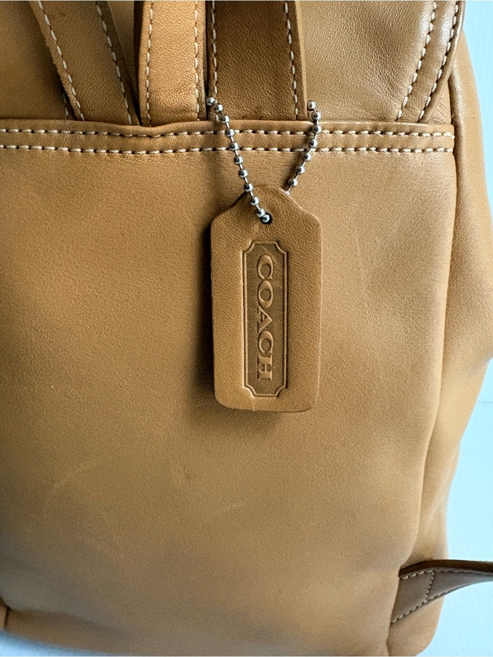 Vintage COACH Caramel Tan Leather Backpack with Buckle Drawstring - Picture 9 of 17